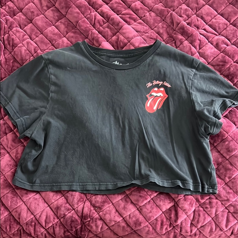 Rolling Stones Black Crop Top